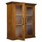 Oak Finish Bathroom Wall Cabinet with Glass 2-Doors & Shelves